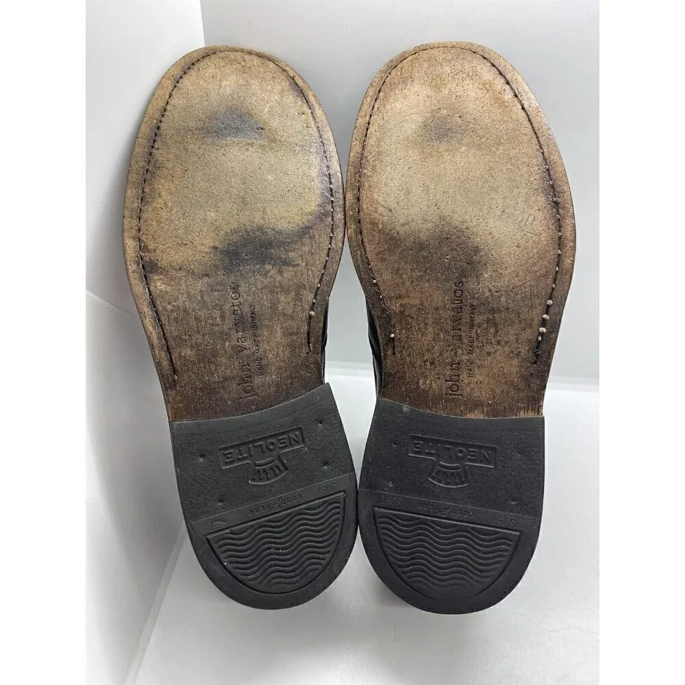 John Varvatos Men Brown Leather Slip On Oxfords Dress Shoes Sz 9 Loafers Neolite